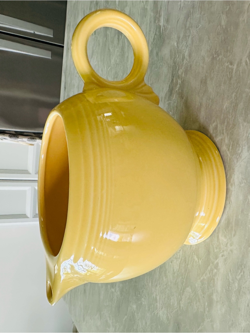 Fiesta ware Vintage-Style Yellow Ceramic teapot, no lid
